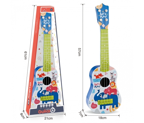 WOOPIE Gitara Klasyczna dla Dzieci Niebieska 57cm