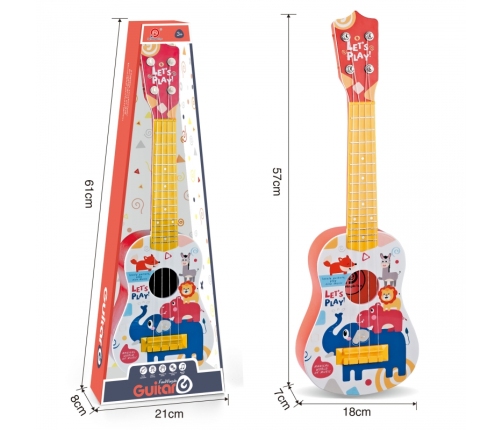 WOOPIE Gitara Klasyczna dla Dzieci Czerwona 57cm