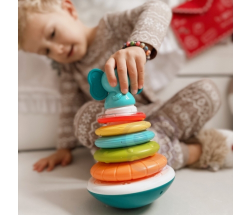 WOOPIE BABY Piramida Wieża Interaktywna Słonik z Obręczami Grzechotka