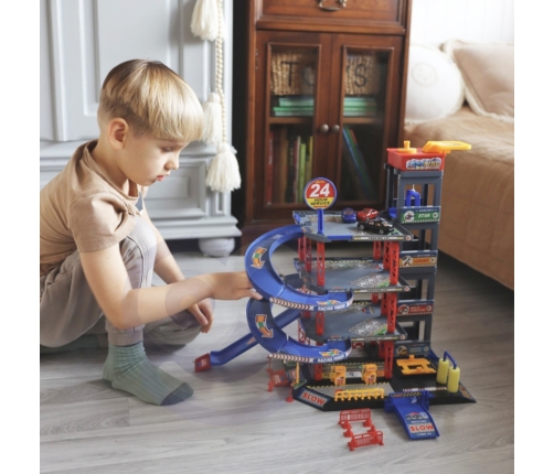 WOOPIE Wielopoziomowy Parking Garaż Myjnia Auta Helikopter + Akc.