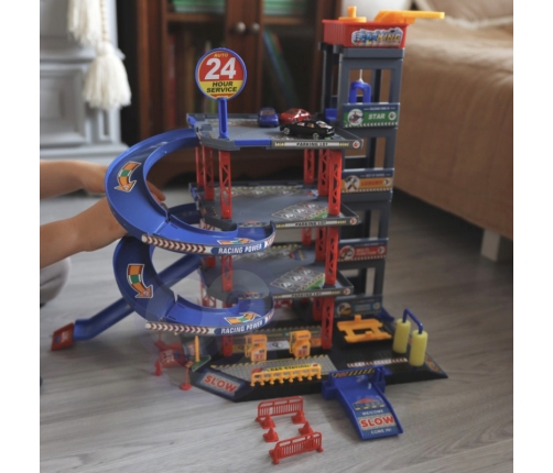 WOOPIE Wielopoziomowy Parking Garaż Myjnia Auta Helikopter + Akc.