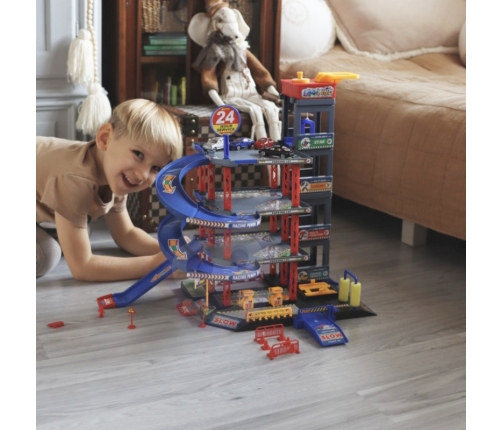 WOOPIE Wielopoziomowy Parking Garaż Myjnia Auta Helikopter + Akc.