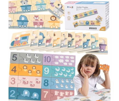 VIGA PolarB Drewniane Puzzle Numeryczne Cyferki Montessori