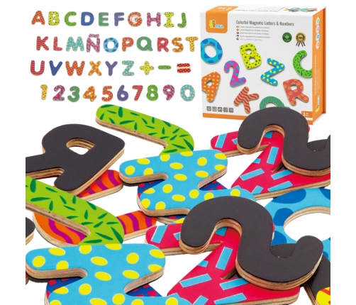VIGA Drewniany Zestaw Magnetyczny Literki i cyferki