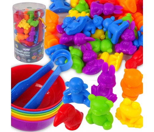 WOOPIE Gra Edukacyjna Sorter Kolorów Zwierzęta  44 el.