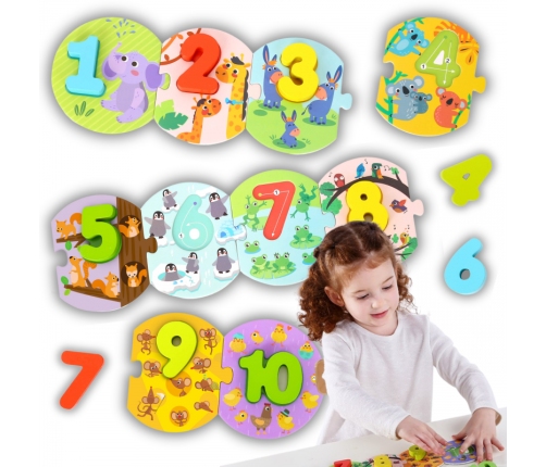 TOOKY TOY Edukacyjne Puzzle Układanka Montessori Nauka Liczenia