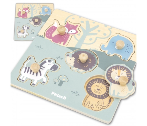 VIGA PolarB Drewniane Puzzle Zwierzęta z Pinezkami