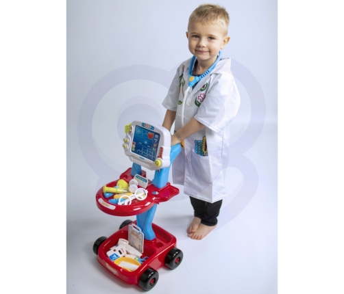 WOOPIE Wózek Małego Lekarza Niebieski Zestaw Lekarski Dla Dzieci 17 akc