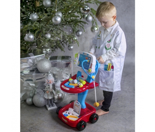 WOOPIE Wózek Małego Lekarza Niebieski Zestaw Lekarski Dla Dzieci 17 akc