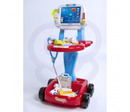 WOOPIE Wózek Małego Lekarza Niebieski Zestaw Lekarski Dla Dzieci 17 akc