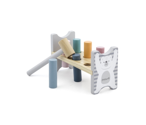 VIGA PolarB Drewniana Ławeczka Przebijanka Wbijanka z Młotkiem - Montessori