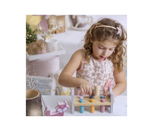 VIGA PolarB Drewniana Ławeczka Przebijanka Wbijanka z Młotkiem - Montessori