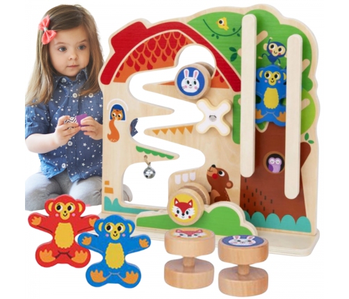 TOOKY TOY Drewniana Tablica Manipulacyjna Montessori Labirynt