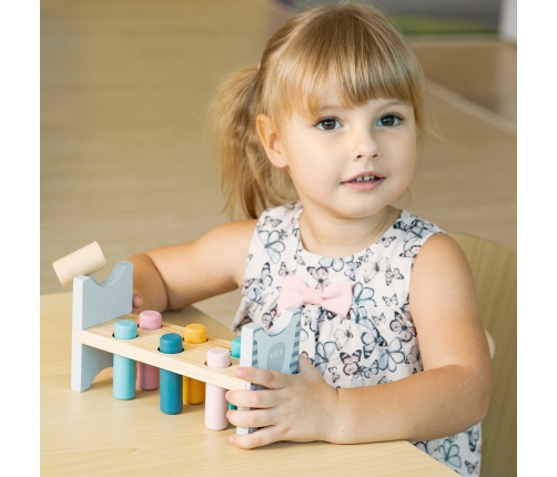 VIGA PolarB Drewniana Ławeczka Przebijanka Wbijanka z Młotkiem - Montessori
