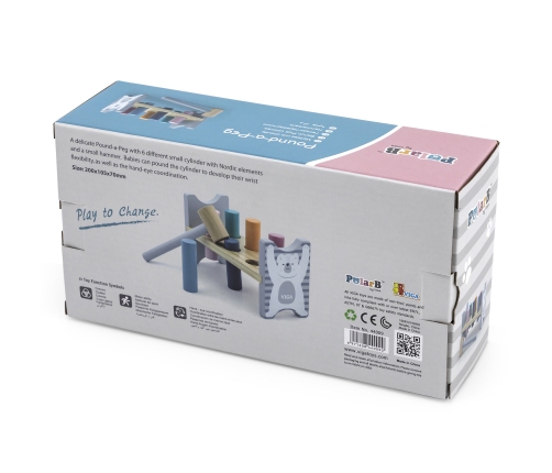 VIGA PolarB Drewniana Ławeczka Przebijanka Wbijanka z Młotkiem - Montessori