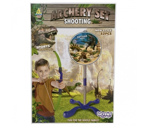 WOOPIE Zestaw Małego Łucznika Dinozaury Łuk Strzały Tarcza 32 el.
