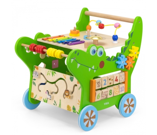 VIGA Drewniany Pchacz Edukacyjny Krokodylek 12w1