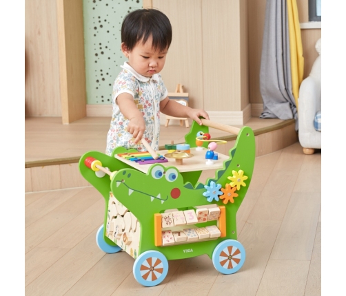 VIGA Drewniany Pchacz Edukacyjny Krokodylek 12w1