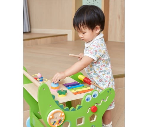 VIGA Drewniany Pchacz Edukacyjny Krokodylek 12w1