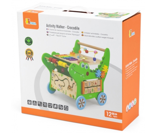 VIGA Drewniany Pchacz Edukacyjny Krokodylek 12w1