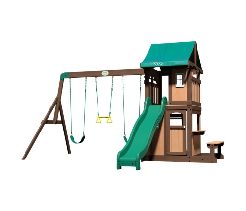 Drewniany Plac Zabaw Lakewood Huśtawki Zjeżdżalnia Domek Backyard