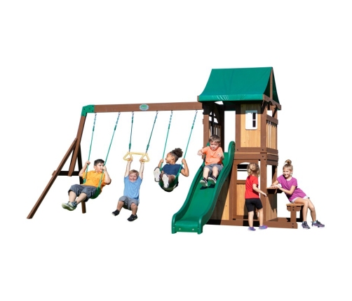 Drewniany Plac Zabaw Lakewood Huśtawki Zjeżdżalnia Domek Backyard