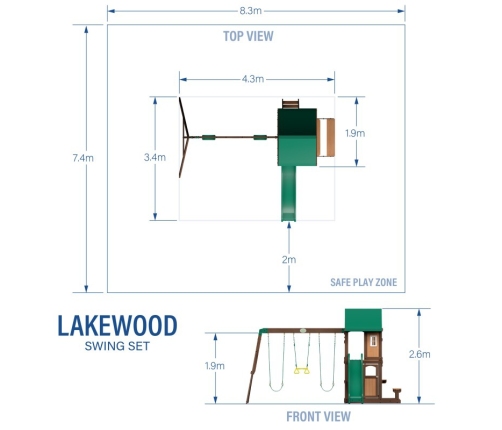 Drewniany Plac Zabaw Lakewood Huśtawki Zjeżdżalnia Domek Backyard