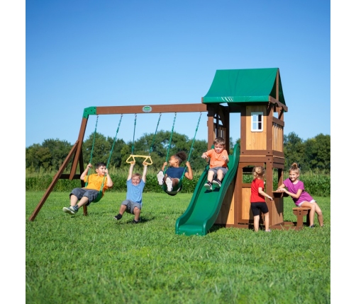 Drewniany Plac Zabaw Lakewood Huśtawki Zjeżdżalnia Domek Backyard