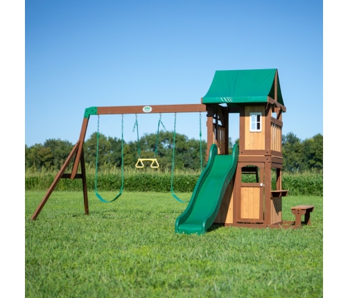 Drewniany Plac Zabaw Lakewood Huśtawki Zjeżdżalnia Domek Backyard