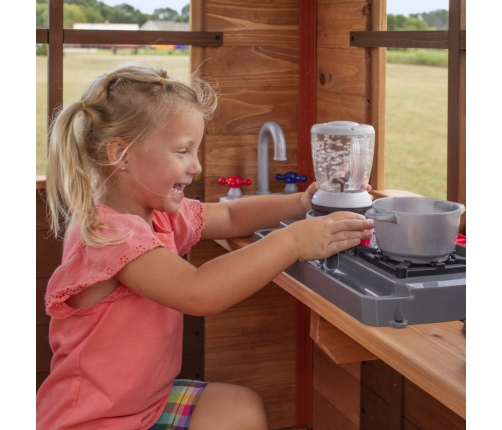 Drewniany Plac Zabaw Echo Heights Zjeżdżalnia Domek Kuchnia Backyard