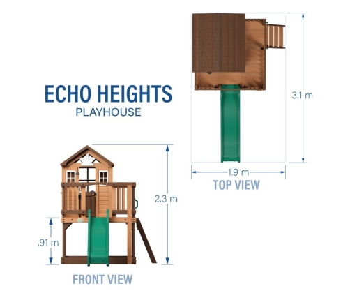 Drewniany Plac Zabaw Echo Heights Zjeżdżalnia Domek Kuchnia Backyard
