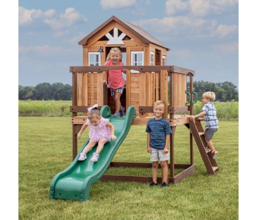 Drewniany Plac Zabaw Echo Heights Zjeżdżalnia Domek Kuchnia Backyard