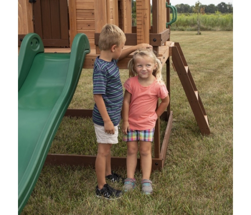 Drewniany Plac Zabaw Echo Heights Zjeżdżalnia Domek Kuchnia Backyard