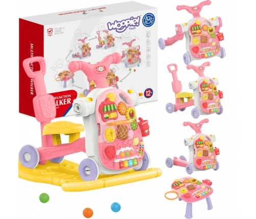 WOOPIE BABY Chodzik 5w1 Multifunkcyjny Różowy 1+