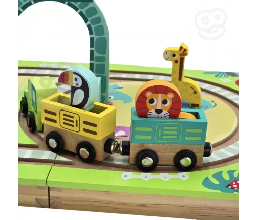 Tooky Toy Drewniana Walizka Tor ZOO Zwierzęta Pojazd Wagoniki