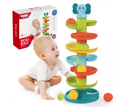 WOOPIE BABY Kulodrom Tor Kulkowy Zestaw Spirala + 3 Kulki