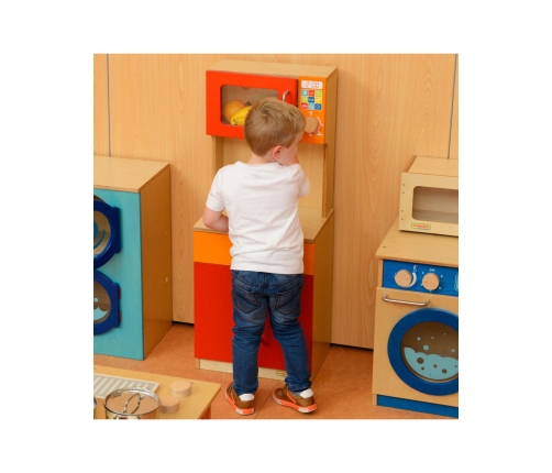 MASTERKIDZ Drewniany Regał Kuchenny Szafka do kuchni + mikrofalówka