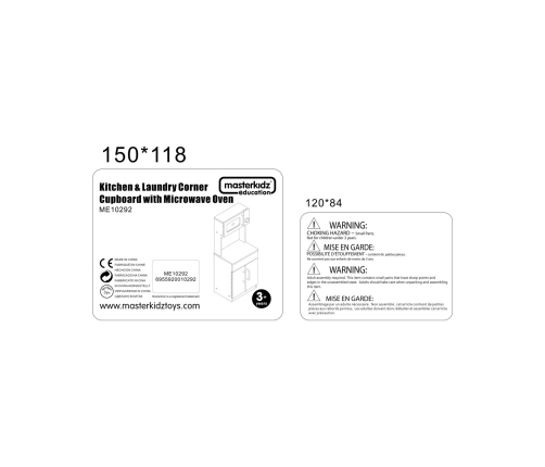 MASTERKIDZ Drewniany Regał Kuchenny Szafka do kuchni + mikrofalówka