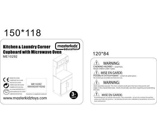 MASTERKIDZ Drewniany Regał Kuchenny Szafka do kuchni + mikrofalówka