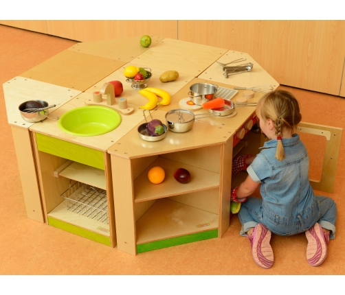 MASTERKIDZ Drewniana Szafka Kuchenna Narożna dla Dzieci