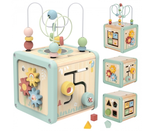 TOOKY TOY Drewniana Kostka Aktywności Sorter Labirynt