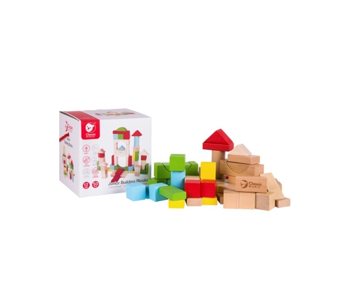 CLASSIC WORLD Drewniane Klocki Dla Dzieci 50 el.