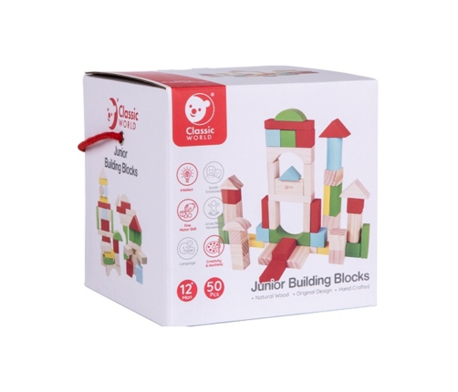 CLASSIC WORLD Drewniane Klocki Dla Dzieci 50 el.