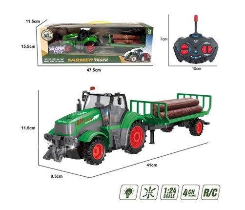 WOOPIE Traktor z Przyczepą na Pilota Sterowany RC - Skala 1:24