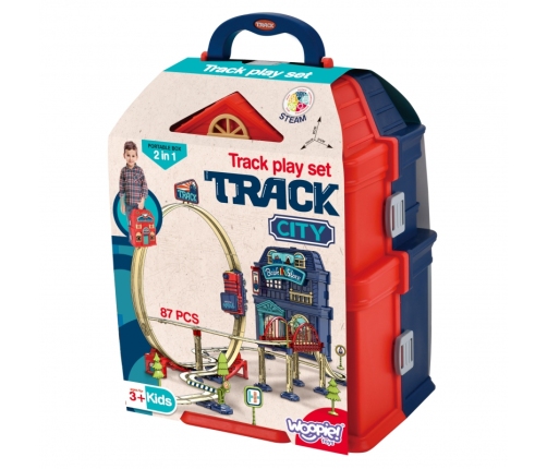 WOOPIE Kolejka Elektryczna 2w1 Składana w Walizkę 87 el. - Długość 3,5 m