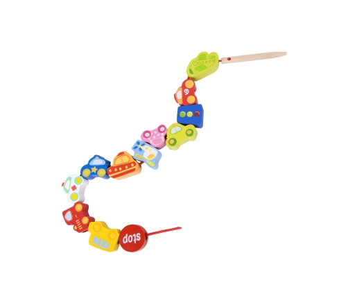 CLASSIC WORLD Drewniane Klocki do Nawlekania Ruch Drogowy 13 el.