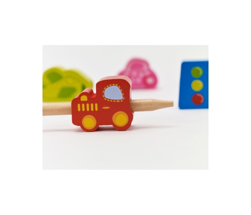 CLASSIC WORLD Drewniane Klocki do Nawlekania Ruch Drogowy 13 el.