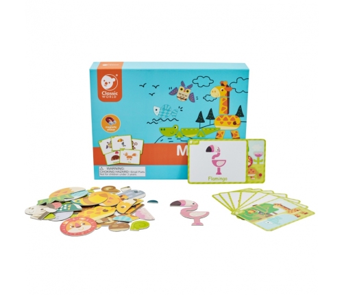 CLASSIC WORLD Układanka Magnetyczna Zwierzęta Tablica Klocki Puzzle Pamięć 60 el.