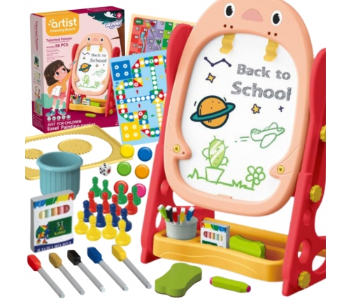 WOOPIE Dwustronna Tablica Magnetyczna do Rysowania i Nauki Liczb oraz Liter 56 el.