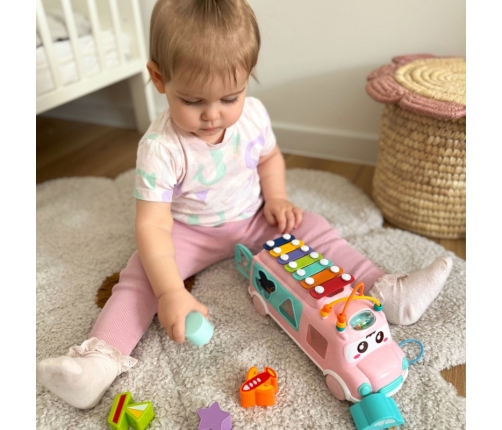 WOOPIE BABY Samochodzik Muzyczny Sorter z Cymbałkami Różowy